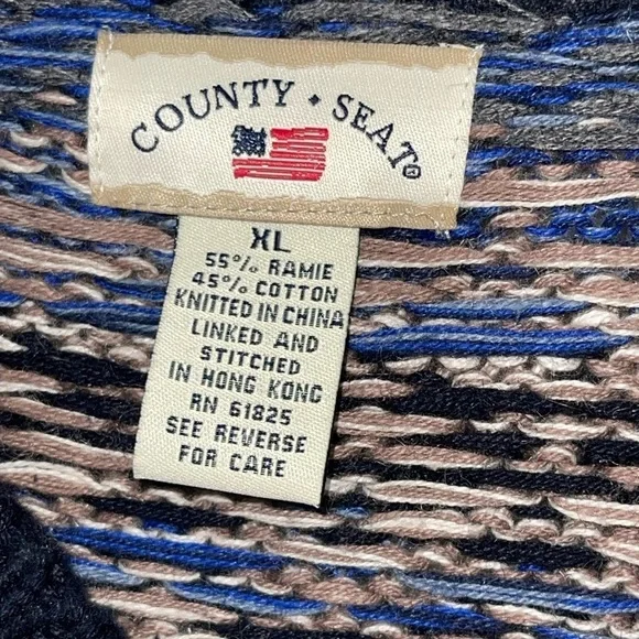 County Seat Fair Isle Oversized knitted sweater, cotton blend. Size XL GUC - Picture 7 of 9